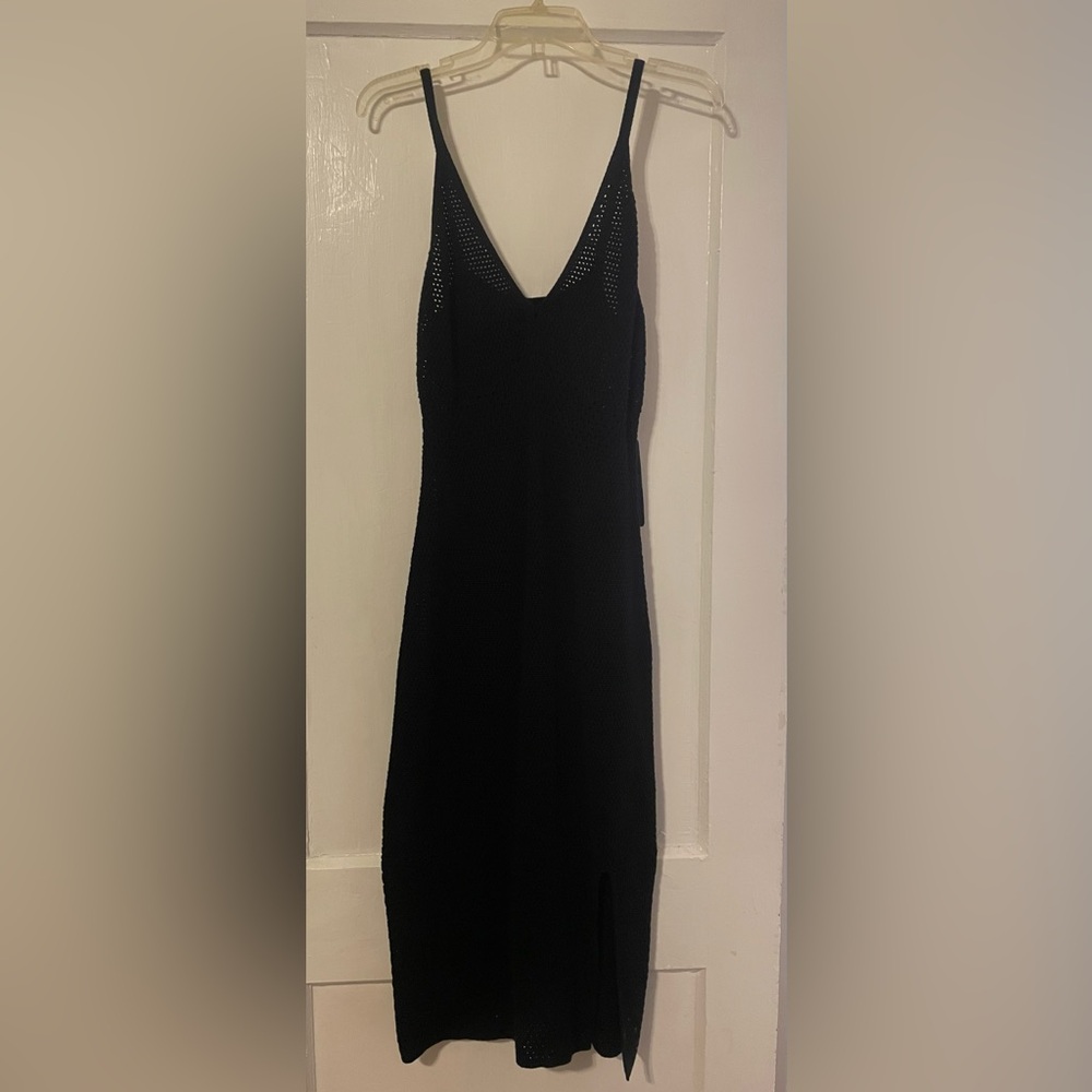 Bebe CROCHET MIDI SLIT DRESS